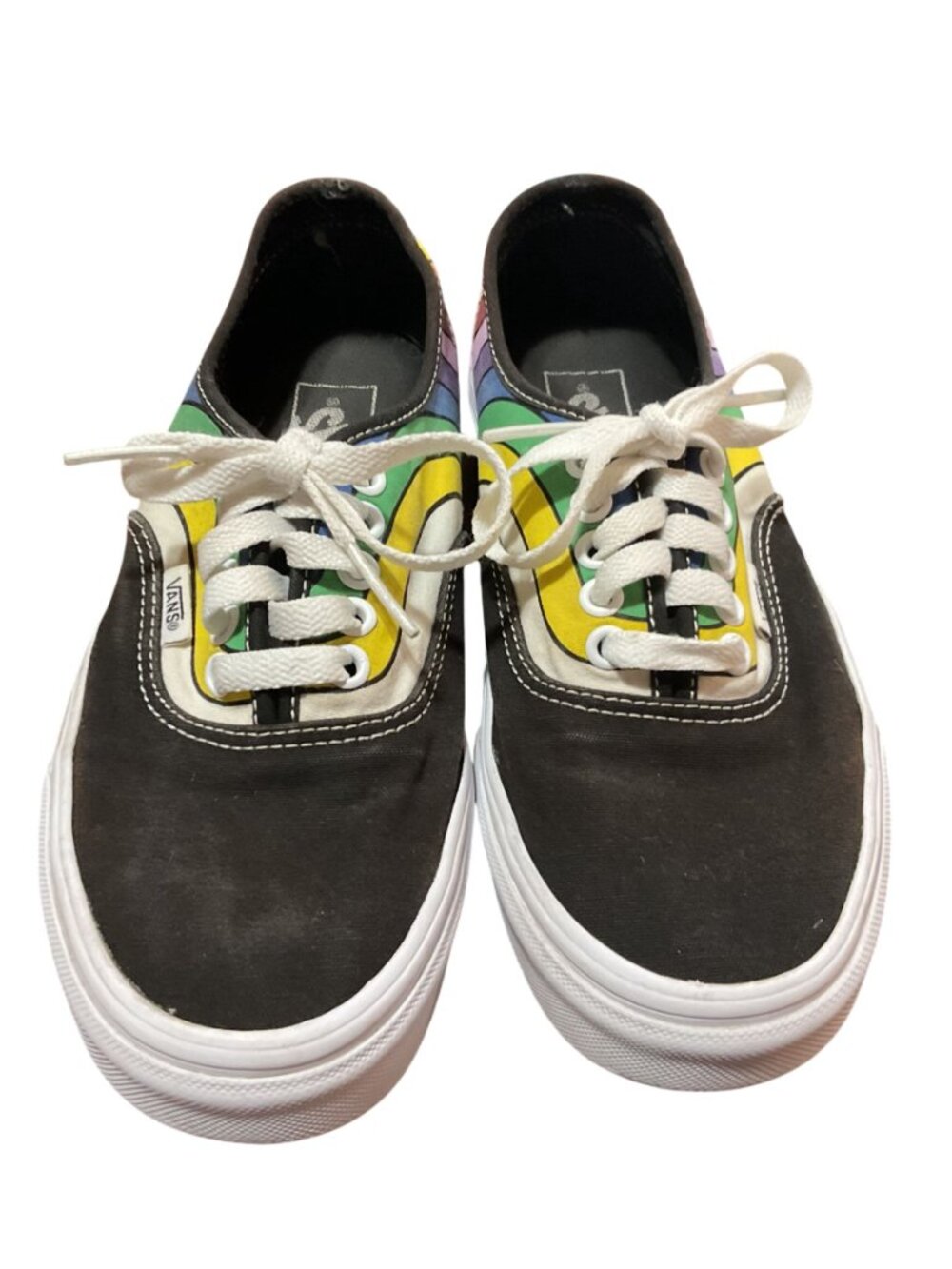 Vans Ravert Rainbow Striped Canvas Shoes 8W 6.5M Black Multicolor Casual Style - Picture 2 of 8